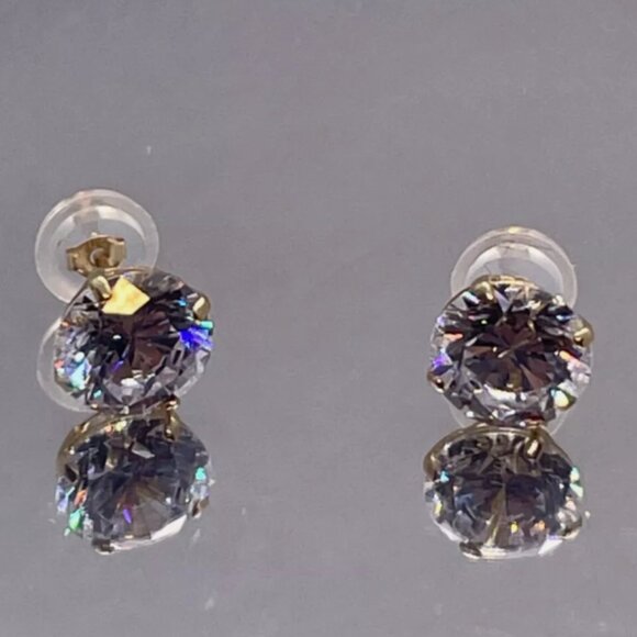 10k Yellow Gold Stud Earrings 2 Carat Lab Diamonds